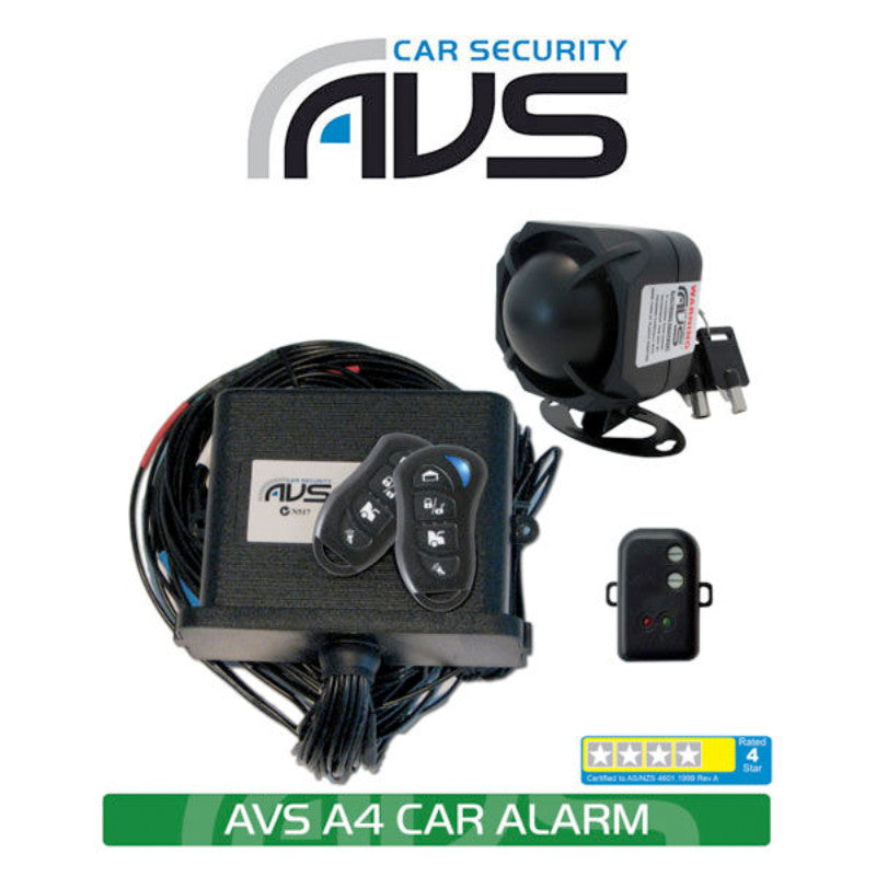 AVS A4 4 Star Rating Car Alarm with Dual Immobilisers and Backup Siren (Installation Available)