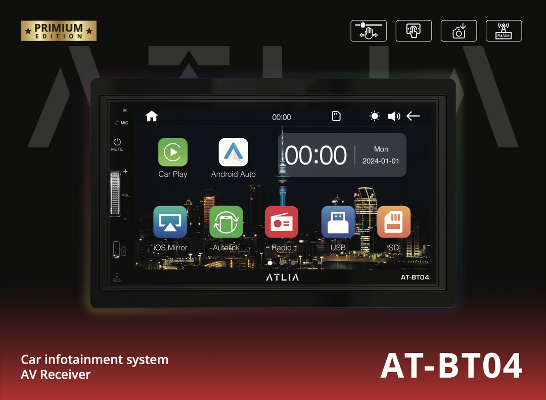Atlia AT-BT04 7 Inch Car Infotainment System | Apple CarPlay & Android Auto NZ