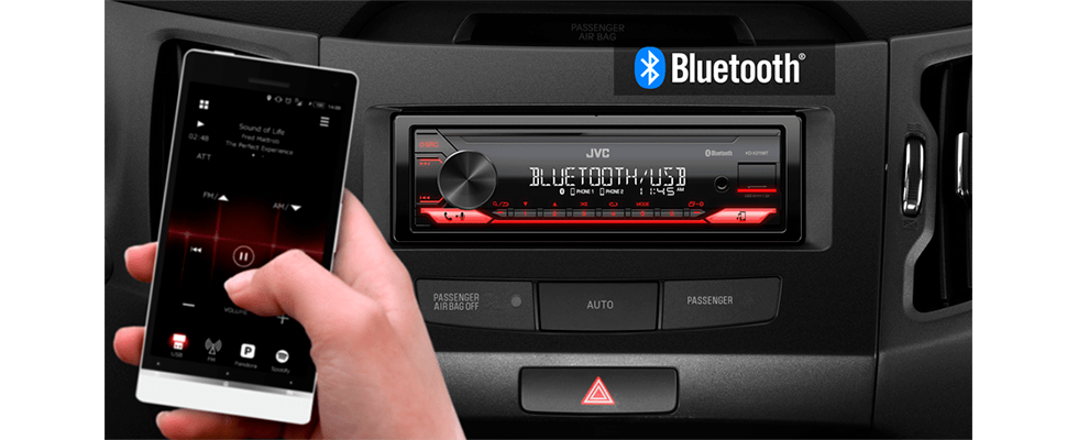 JVC KD-X282BT 1-DIN Bluetooth Car Stereo with Dual Phone and Short Chassis Design