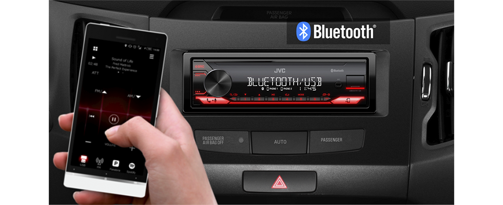JVC KD-X182BT 1-DIN Bluetooth Digital Media Receiver with Dual Phone & Short Body Design