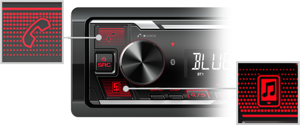Kenwood KMM-BT208 1-DIN Digital Media Receiver with Bluetooth & USB