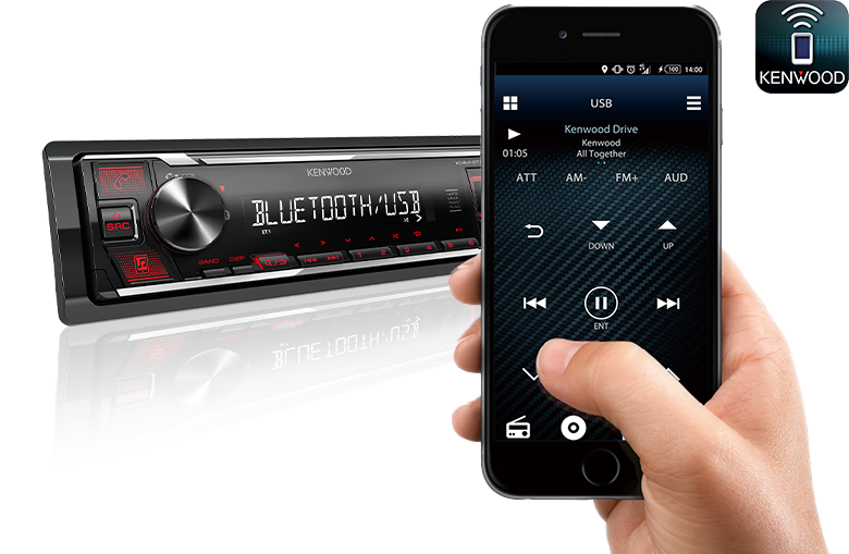Kenwood KMM-BT208 1-DIN Digital Media Receiver with Bluetooth & USB