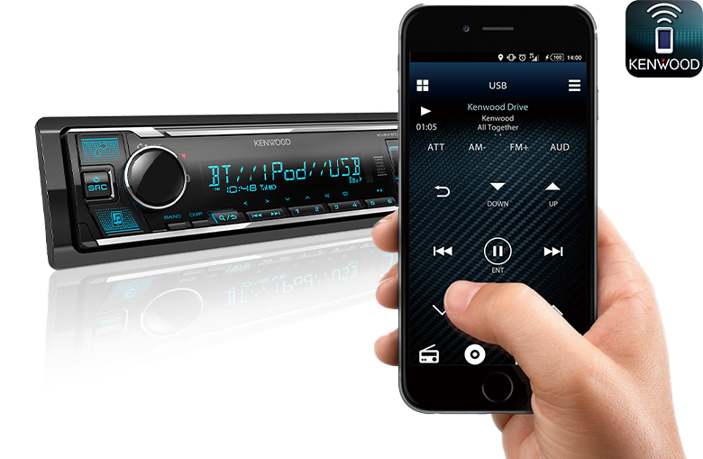 Kenwood KMM-BT408 1-DIN Bluetooth Car Stereo with 3 Preouts & Dual Phone Connectivity